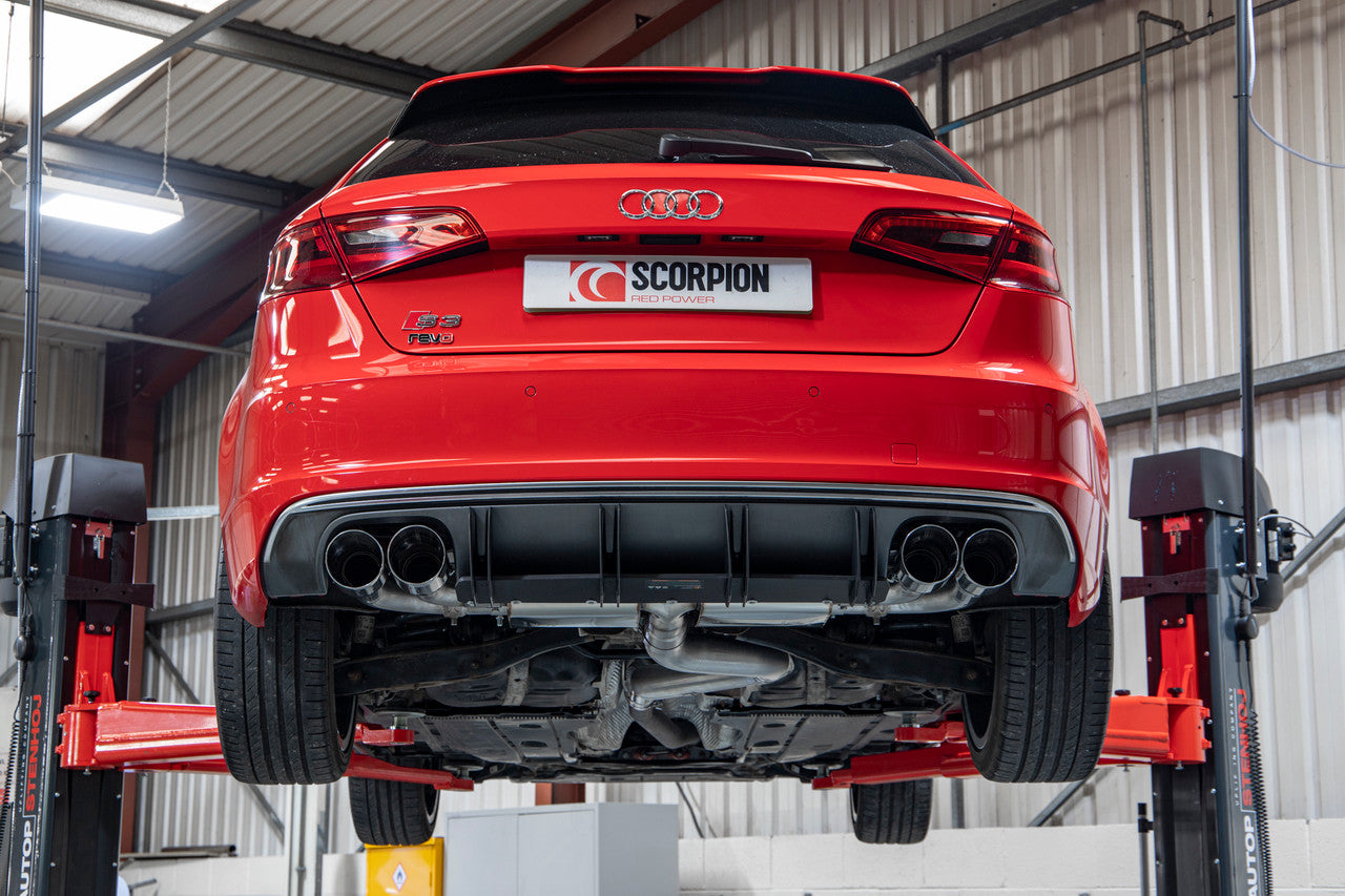 Scorpion Non-resonated cat/gpf-back system with valves Valved S3 3-Door/Sportback 8V 2013 - SAUS108