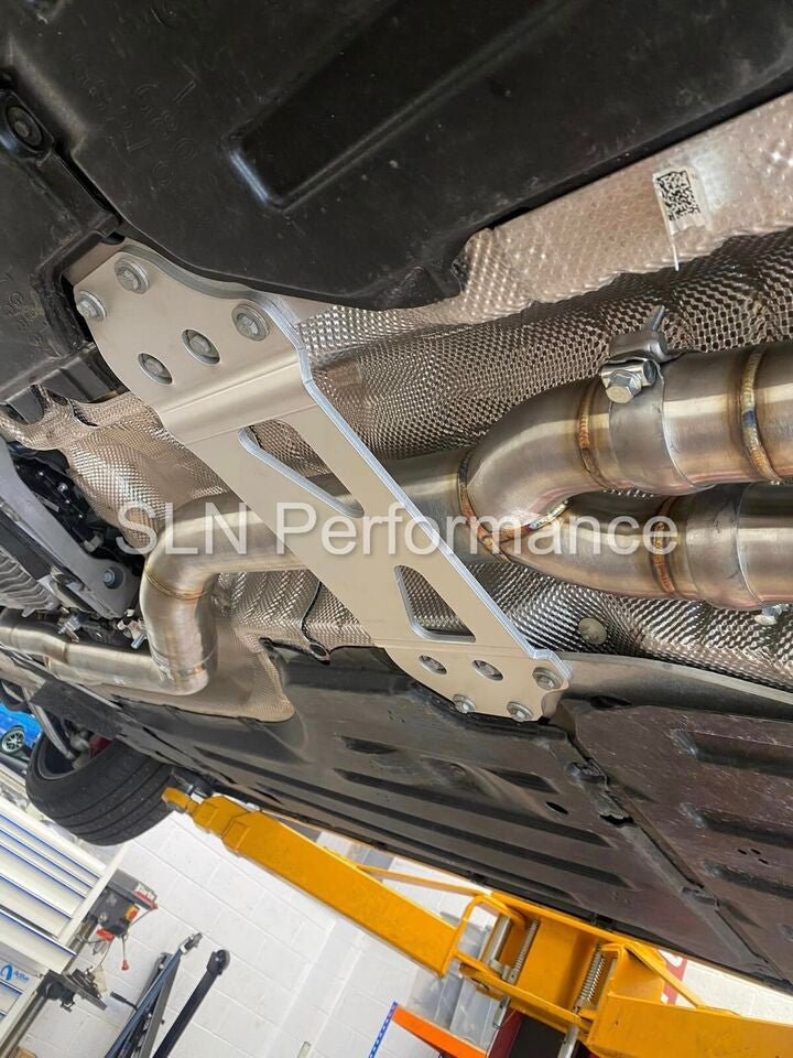 SLN 3.5" S58 M3 G80 M4 G82 & X3M X4M LCI Single Mid Pipe with Under-Brace