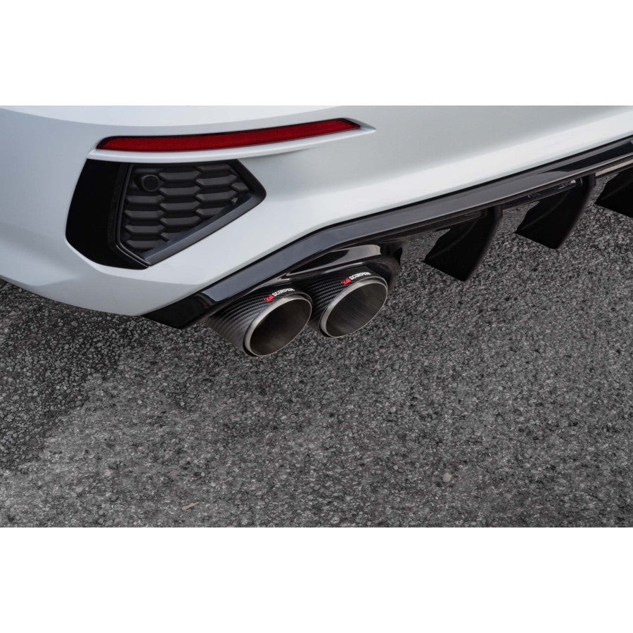 Scorpion Resonated cat/gpf back system Carbon fibre quad Ø114mm Ascari trims - Audi S3 2.0T 8Y Quattro (Saloon) GPF Model - SAU131CF