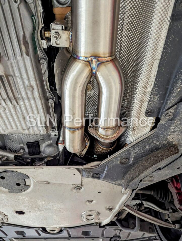 SLN 3.5" S58 M3 G80 M4 G82 & X3M X4M LCI Single Mid Pipe with Under-Brace