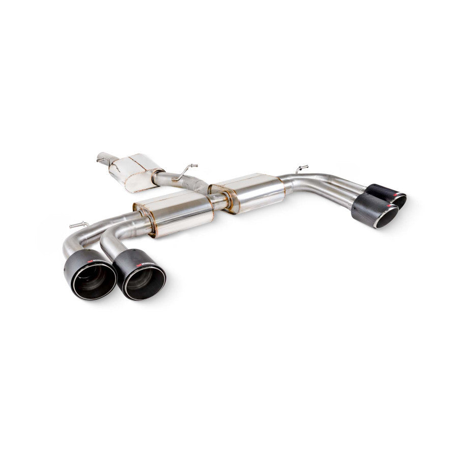 Scorpion Resonated cat/gpf back system Carbon fibre quad Ø114mm Ascari trims - Audi S3 2.0T 8Y Quattro (Saloon) GPF Model - SAU131CF