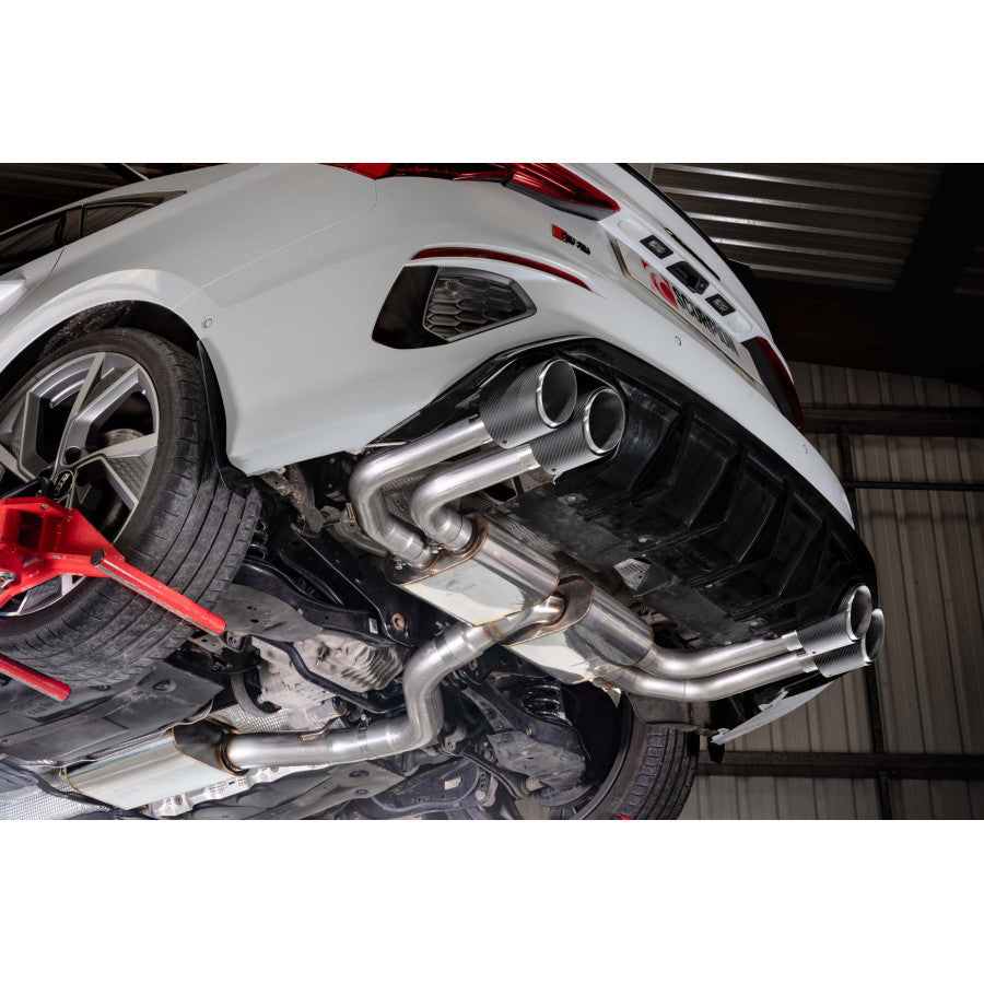 Scorpion Resonated cat/gpf back system Carbon fibre quad Ø114mm Ascari trims - Audi S3 2.0T 8Y Quattro (Saloon) GPF Model - SAU131CF