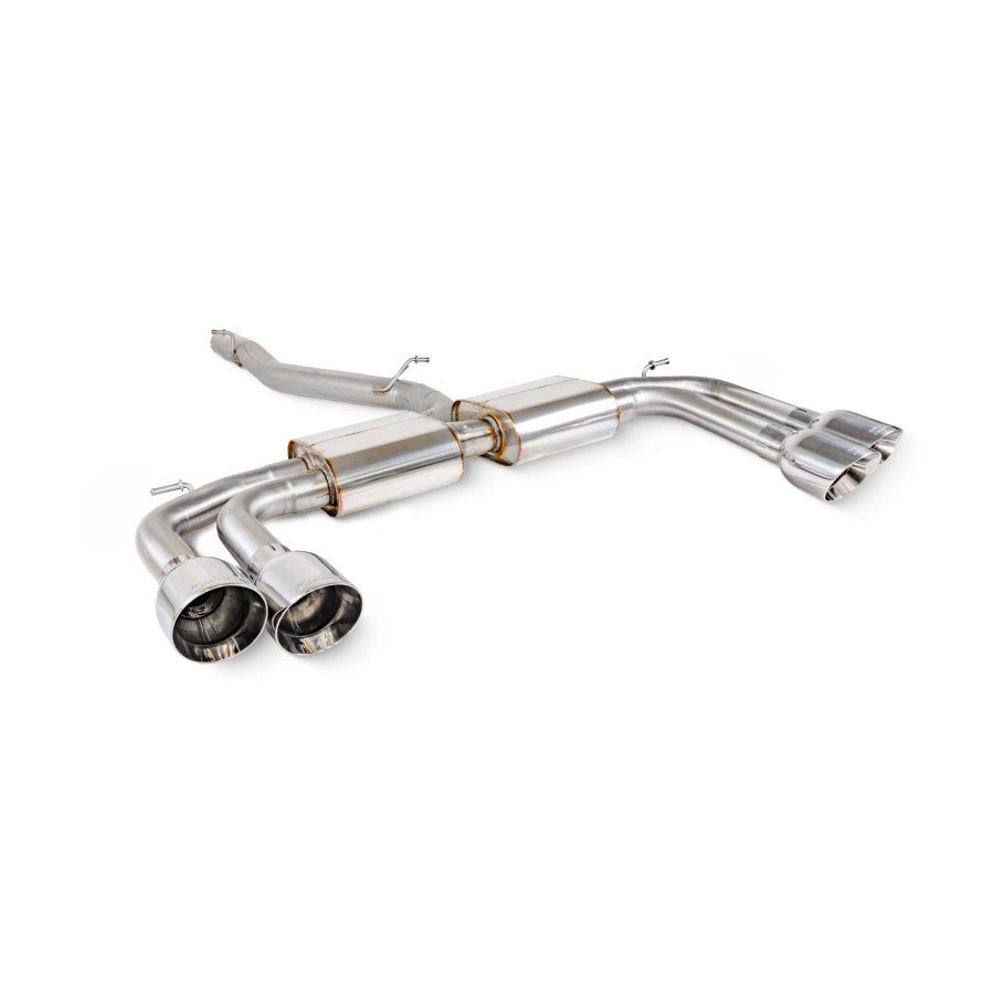 Scorpion Non-res cat/gpf back system - Polished quad 114mm Daytona trims - Audi S3 2.0T 8Y Quattro (Saloon) GPF Model - SAUS131