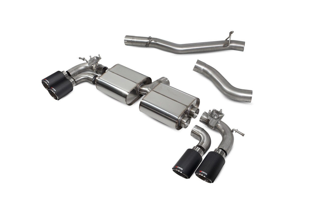Scorpion Non-res cat/gpf back system with electronic valves Valved - Golf R MK7.5 Facelift GPF & Non GPF Models - 2017 - 2020 - SVWS054CF