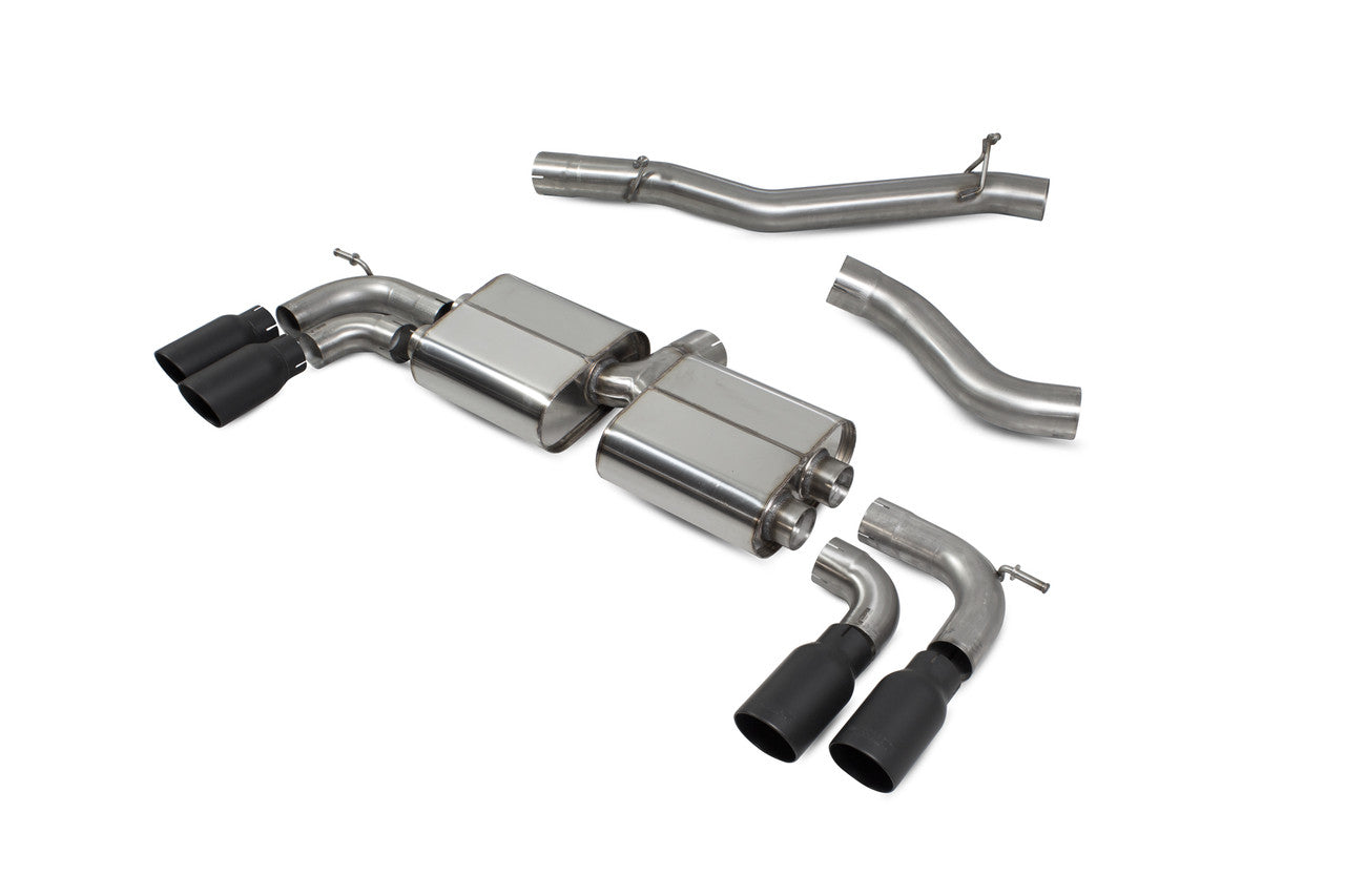 Scorpion Non-res cat-back system Non-valved Black Ceramic Tailpipes - Golf R MK7.5 Facelift GPF & Non GPF Models 2017 - 2019 - SVWS055DC