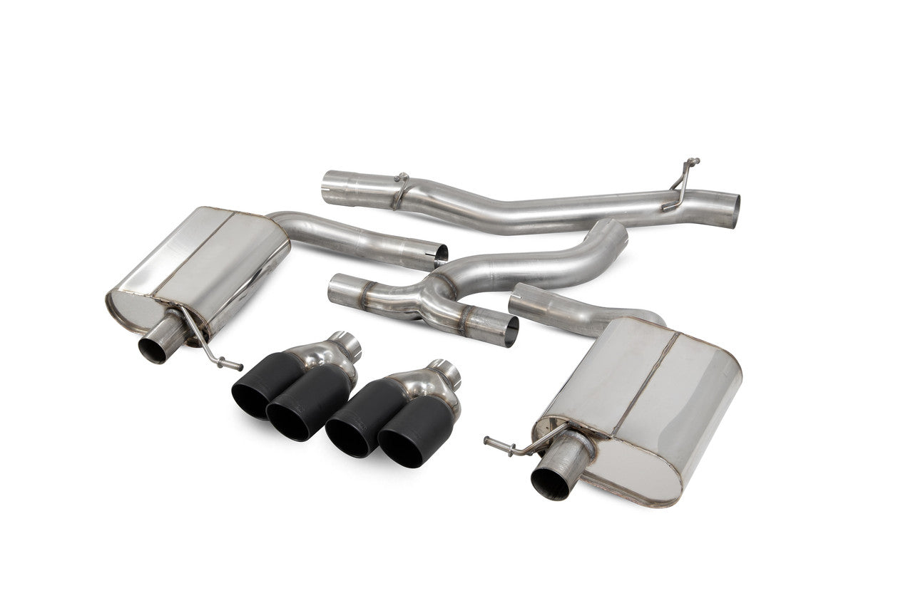 Scorpion Non-resonated cat-back system Black Ceramic Tailpipes - Golf R Estate MK7.5 Facelift Non GPF Model Only 2018 - 2019 - SVWS057C
